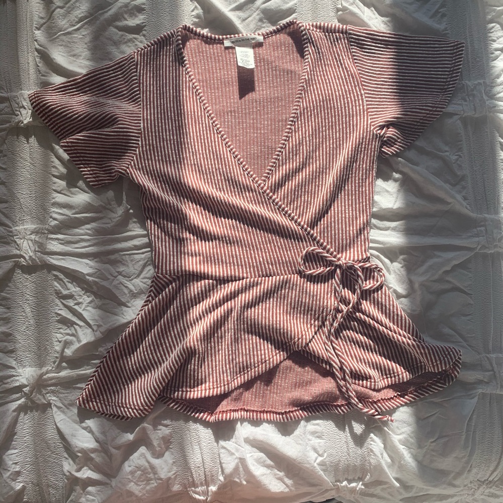 Caution to the Wind red and white striped top